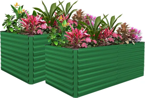 Vista 33 de Cama de jardín elevada con enrejado de arco para plantas trepadoras, cama de jardín elevada galvanizada, jardineras al aire libre para verduras