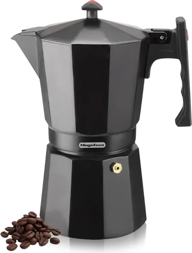 Vista 8 de Magefesa Colombia Noir - Olla de café expreso, 3 tazas/5 onzas, cafetera italiana para café cubano, aluminio extragrueso, mango resistente al calor