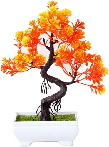 Vista 9 de HASMI Plantas falsas plantas artificiales, plantas de árbol bonsái, flores falsas, adornos en maceta para decoración del hogar, decoración de A-01