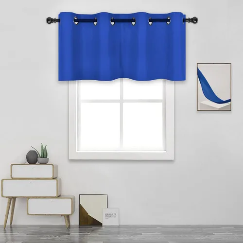 Vista 19 de DECOVSUN Cenefa de cortina opaca amarilla brillante para ventanas de cocina, cenefa opaca con ojales para dormitorio, cenefa corta y recta para sala