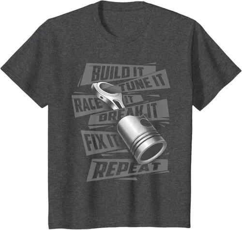 Vista 38 de Build It Tune It Race It Break It - Camiseta para entusiastas de los coches de carreras, talla S Negro