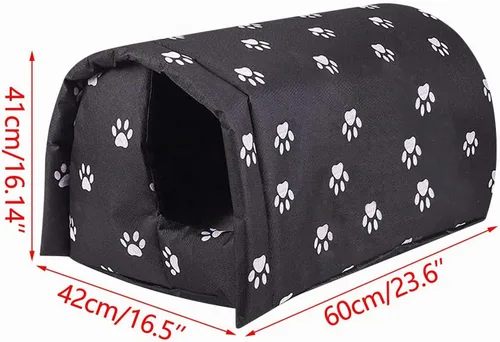 Vista 7 de Casa para Gatos Ferales de Exterior para Invierno, Resistente a la Intemperie, Impermeable, Resistente a la Lluvia, Plegable, Relleno de Algodón