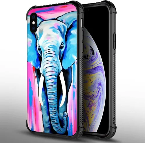 Vista 2 de Funda compatible con iPhone XR, diseño de elefantes africanos para niñas, diseño de patrón a prueba de golpes, antiarañazos, carcasa trasera