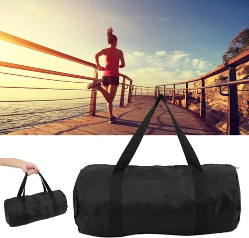 Vista 4 de Pequeña bolsa de gimnasio plegable Cilindro Fitness Bolsa de hombro, #1, Classic
