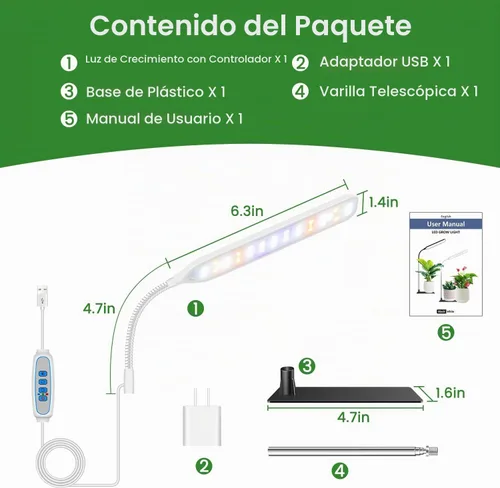 Vista 8 de Wolezek Luces de Crecimiento para Plantas de Interior, Luz de Crecimiento de Plantas de 52 LEDs de Espectro Completo con Base, Lámpara