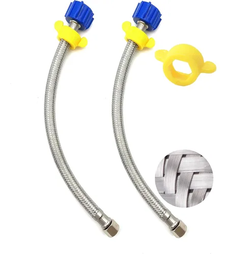Vista 9 de Klabb Conector de grifo de cocina de baño de 24 pulgadas de largo, manguera de suministro de acero inoxidable trenzada, rosca de compresión hembra