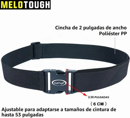Vista 2 de MELOTOUGH Cinturón de red con hebilla para herramientas, cinturón de 2 pulgadas de ancho, estilo simple negro para carpinteros y contratistas