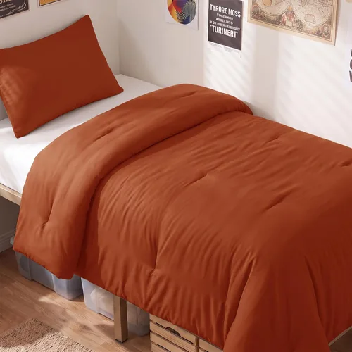 Vista 64 de CozyLux - Juego de edredón beige tamaño individual/individual XL, 2 piezas de juego de cama extra largo sólido transpirable acolchado, juego de cama