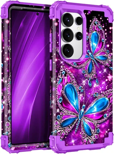 Vista 57 de Miqala Funda para Galaxy S24 5G, brilla en la oscuridad, tres capas, resistente, a prueba de golpes, protección completa, parachoques de plástico