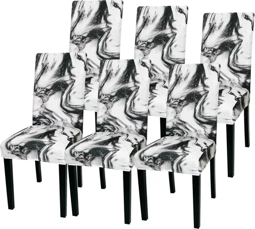 Vista 27 de Gibelle - Juego de 4 fundas para sillas de comedor, funda elástica de elastano para comedor, fundas extraíbles y lavables para sillas de cocina