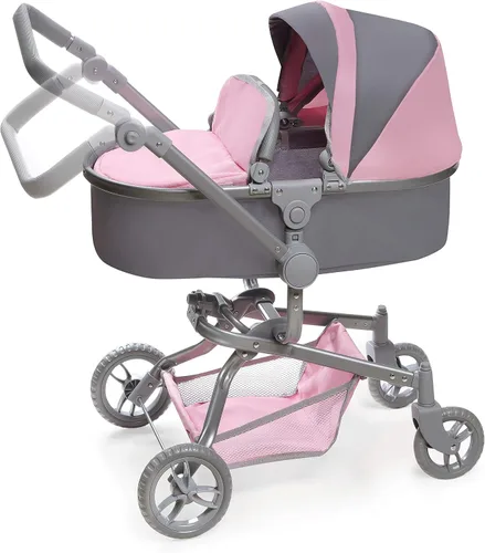 Vista 7 de Badger Basket cochecito plegable para muñecas con capazo - Juguete convertible con dosel, cesta y asa suave - Ligero, fácil de usar para niñas de 3