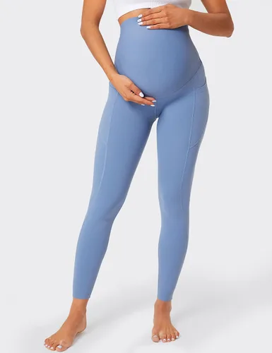 Vista 3 de BONVIGOR Leggings de maternidad sobre el vientre, leggings de embarazo con bolsillos, ropa deportiva para entrenamiento, pantalones de yoga