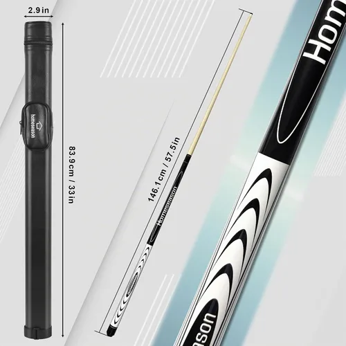 Vista 5 de HomeSeason 58" Pool Cue Stick 19.5oz Cue Sticks Professional Low Deflection Billiard Pool Sticks 13mm Tip with Leather Bag for Home Bar Adults Pro