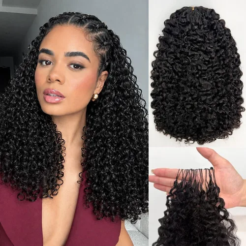 Vista 22 de Paquetes de cabello humano rizado birmano, paquetes de cabello virgen sin procesar, extensiones de cabello humano 16A, cabello humano rizado negro