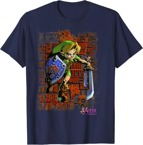 Vista 25 de Legend of Zelda Majoras Mask Link Action Retrato Camiseta Negro