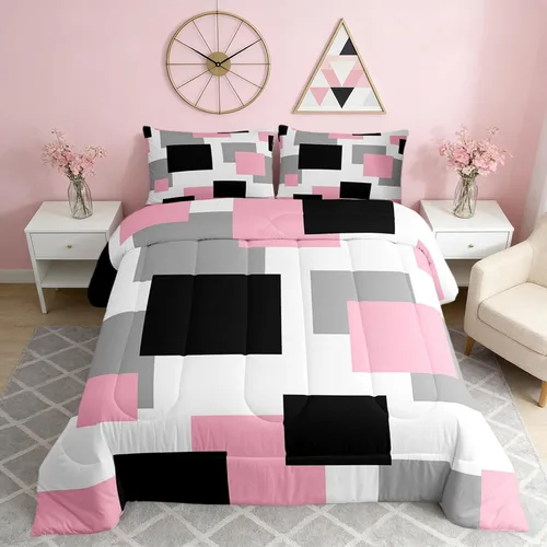Vista 51 de Castle Fairy Juego de edredón con estampado azteca occidental, juego de ropa de cama geométrica a rayas marrones para niños y adolescentes
