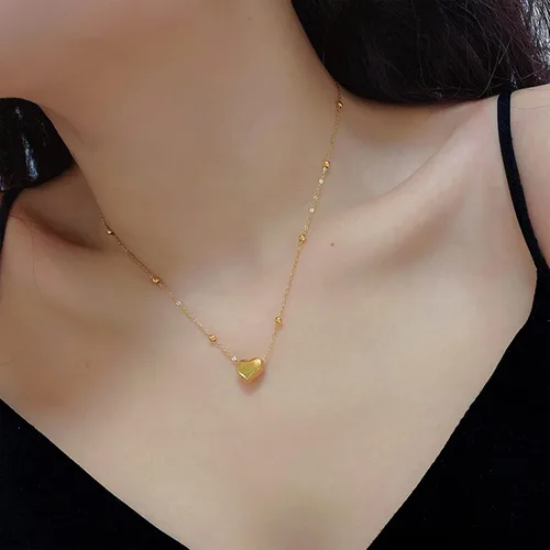 Vista 8 de Paquete de 2 collares con dije de corazón de circonita cúbica de titanio para mujeres, adolescentes y niñas, de acero inoxidable, cadena de capa