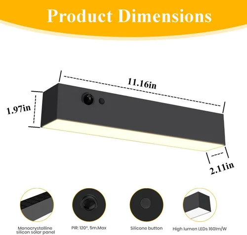 Vista 4 de Luces solares para exteriores, luz solar con sensor de movimiento para letrero de casa, IP44 impermeable 1000LM 4000K estilo moderno de lujo sin