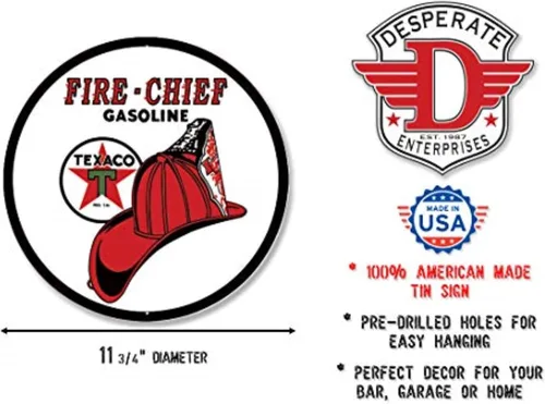 Vista 2 de Signs 4 Fun SROTF Oil-Texaco Fire Chief - Letrero redondo de gasolina, color rojo