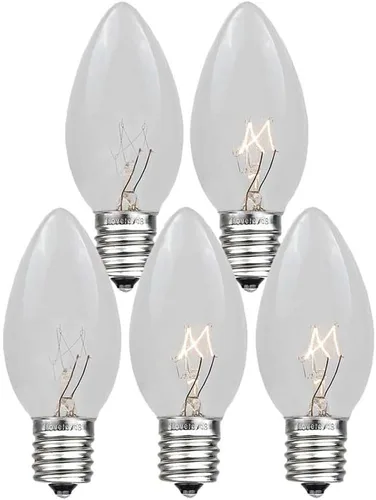 Vista 9 de Paquete de 25 focos de repuesto para cadena de luces de Navidad para exterior, 7 vatios, de Novelty Lights Multi