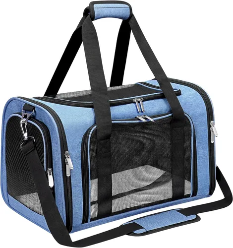 Vista 12 de Transportador de lados suaves para gatos/perros/mascotas, transportadores de viaje plegables para mascotas para gatos grandes/perros pequeños