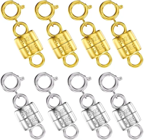 Vista 12 de OHINGLT Cierres y cierres magnéticos para collares de plata de ley 925, convertidor de cierre magnético de oro y plata para suministros