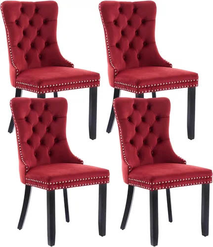 Vista 40 de Juego de 2 sillas de comedor de terciopelo beige, modernas sillas de cocina tapizadas