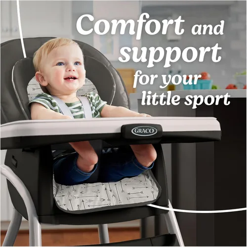 Vista 5 de Graco® Table2Table LX Silla alta 6 en 1, flechas con soporte de cabeza para bebés y bandeja extraíble con una mano