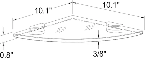 Vista 2 de Ginger 0218CT-10-10/PC Sine - Estante de esquina de vidrio templado, cromo pulido