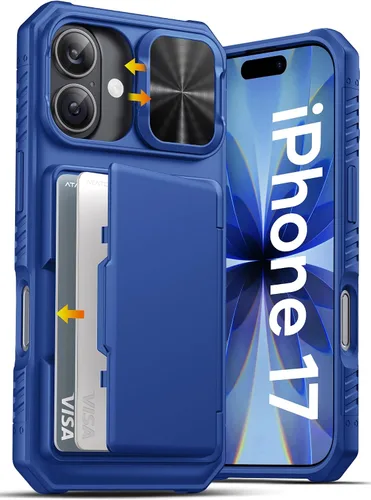 Vista 20 de ATATOO Funda tipo cartera para iPhone 17, tarjetero integrado (3-5 tarjetas), funda para cámara deslizante y bloqueo RFID, protección de grado Negro