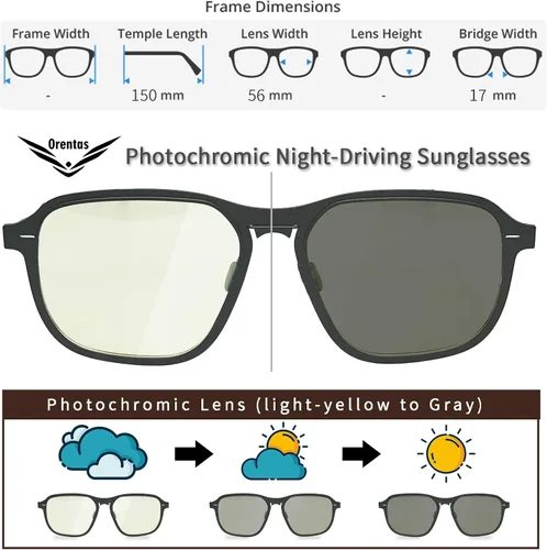 Vista 3 de OrentasPara mujeres y hombres bloque de luz azul de metal ultrafino con sol fotocromático de conducción nocturna y lentes de sol 2 paquetes