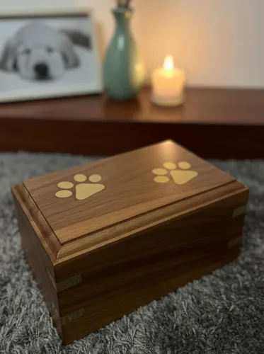 Vista 8 de Urna de madera – Urnas de mascotas para cenizas de perros, urnas decorativas de madera para cenizas – Urnas de cremación de palisandro para perros