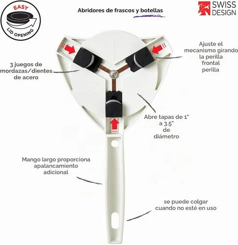 Vista 2 de KUHN RIKON Abridor de agarre sin esfuerzo para frascos y botellas, 10 x 5 x 2.25 pulgadas, blanco