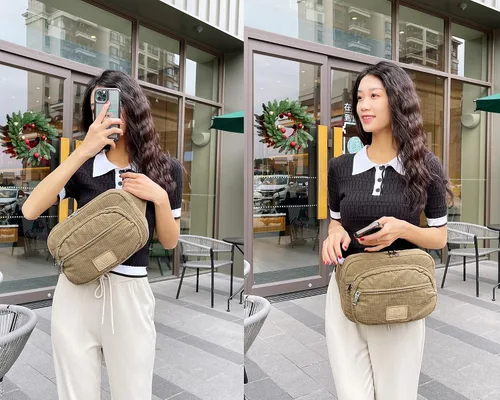Vista 7 de Ibalulu Riñonera cruzada para mujer a la moda, bolsa para cinturón grande de 5 litros, bolso de pecho con correa ajustable, riñoneras de moda