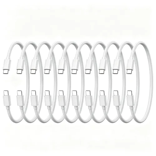 Vista 12 de Cable USB C a USB C de 6 pulgadas, paquete de 10 cables cortos USB-C de Negro