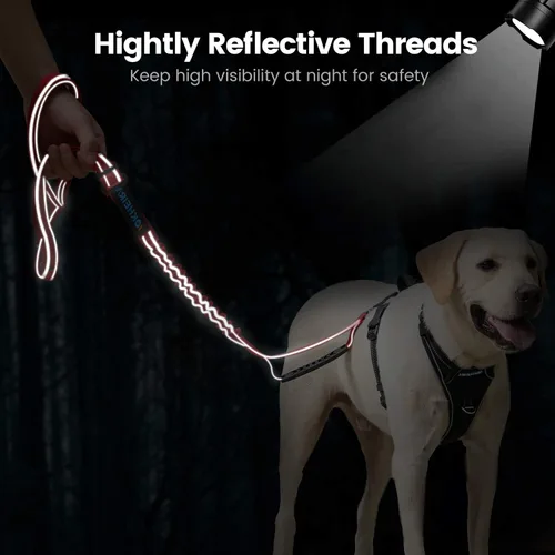 Vista 4 de IOKHEIRA Cuerda de correa para perro de 6 pies/4 pies para perros grandes, resistente con cómodo mango acolchado e hilos altamente reflectantes