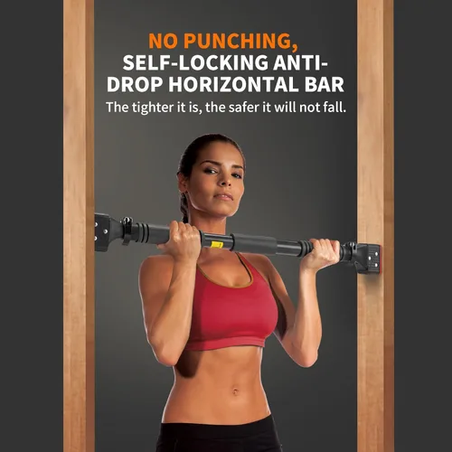 Vista 8 de leikefitness Pull-Up Bar For Door Frame Chin Up Bar Upper Body Workout 28.3"- 37.8" Adjustable Portable Training Pull-Up Bars without Screw