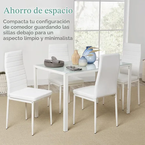 Vista 6 de Best Choice Products Juego de comedor de 5 piezas de vidrio, muebles modernos de mesa de cocina para comedor, dinette, espacio compacto ahorrador