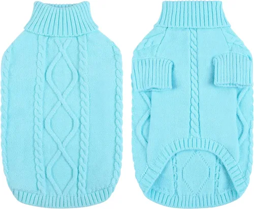 Vista 77 de Queenmore - Suéter de punto trenzado con cuello alto para perros pequeños, para climas fríos, para chihuahua, bulldog, teckel, carlino y yorkie, XS