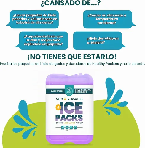 Vista 3 de Healthy Packers Ice Packs for Lunch Boxes, Slim Cooler Ice Packs Morado (paquete de 4)