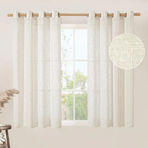 Vista 196 de LAMIT Cortinas de lino marrón caramelo para sala de estar, 84 pulgadas, de lino sintético, texturizado, filtrante de luz, paneles de privacidad