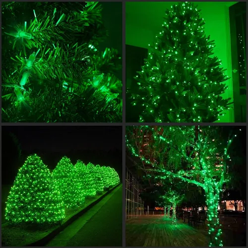 Vista 6 de YULETIME 100 luces de Navidad verdes, 33 pies de cable verde certificado UL como incandescentes, mini cadena de luces LED Incandescent-Like LED