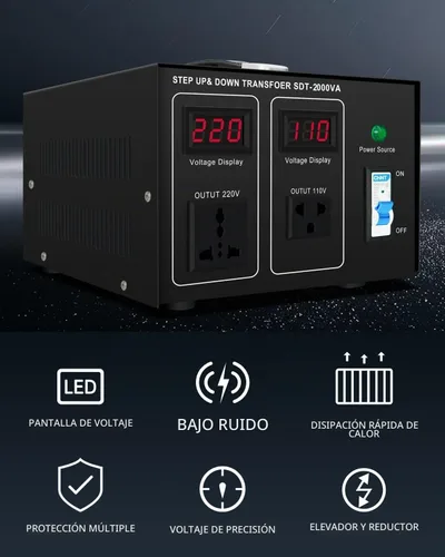 Vista 4 de Transformador elevador/abajo 220v a 110v, 2000W 110 a 220 convertidor de voltaje 120v a 240V Heavy Duty Power Transformer