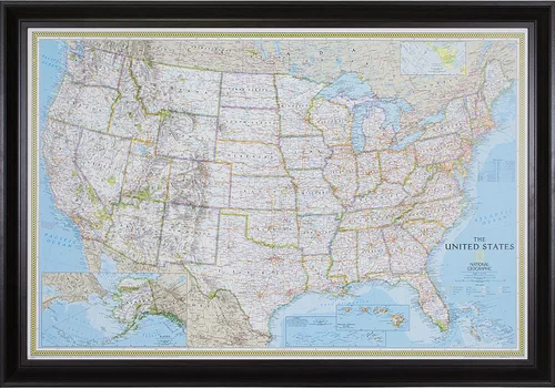 Vista 22 de Craig Frames mapa de viaje clásico de los Estados Unidos, Papel, 24 x 36 pulgadas