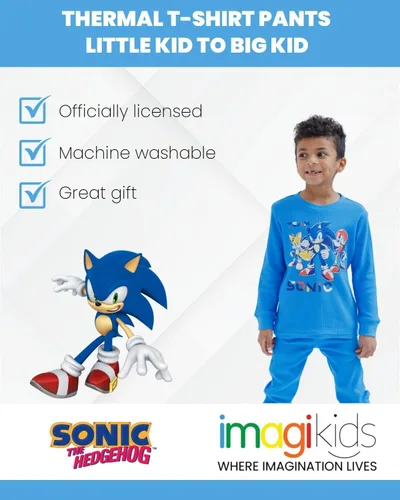 Vista 3 de SEGA Sonic the Hedgehog Tails Knuckles - Camiseta térmica para niños pequeños y grandes