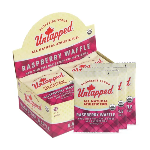 Vista 7 de UnTapped Waffles orgánicos de limón de 1.1 oz cada uno, caja de 16 – Snacks deportivos de resistencia endulzados con jarabe de arce real y limones