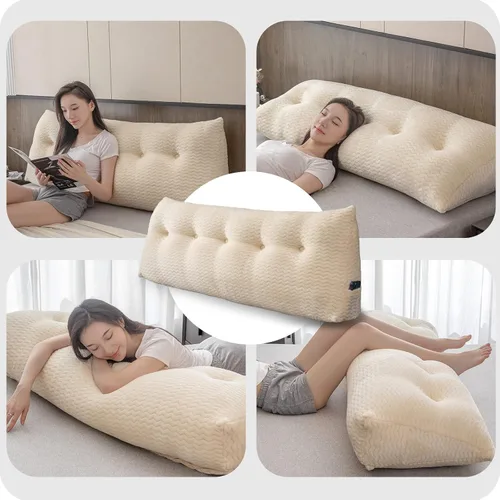 Vista 3 de Cabecera triangular grande, respaldo de cuña y soporte de posicionamiento, almohadas de lectura, almohadas de cuña para cama de día con funda