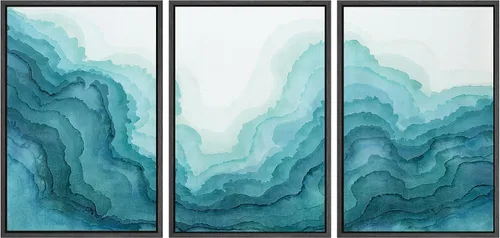 Vista 11 de SIGNWIN Lienzo enmarcado para pared, vista aérea de palmeras tropicales en un cielo azul, fotografía del océano costero, arte moderno, panorámico