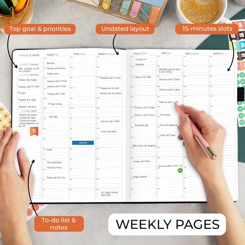 Vista 3 de Clever Fox Libro de Citas – Planificador de Horarios por Horas con Incrementos de 15 Minutos – Planificador de Bloques de Tiempo para Trabajo Diario