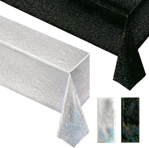 Vista 29 de Just Shimmer Mantel holográfico azul claro de 40" x 108" Decoración de fiesta rosa fuerte Día de San Valentín Fiesta de cumpleaños Decoración